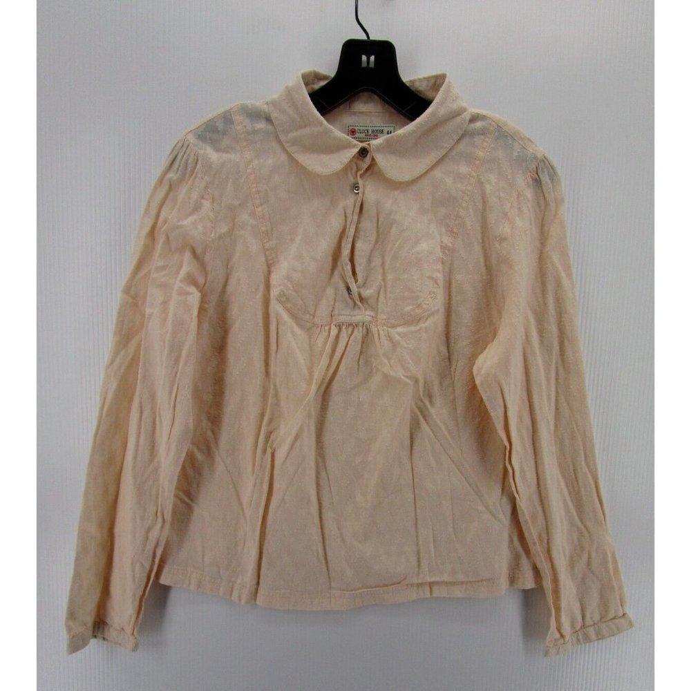 Clockhouse Top Large Pullover Blouse Sheer Collared Casual Shirt 44